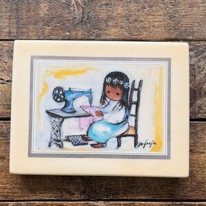 Vintage Degrazia Sewing Art Ceramic Tile